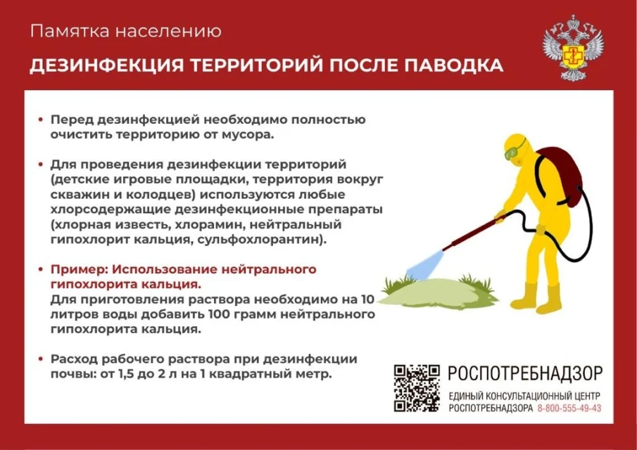 Памятка для населения "Дезинфекция территорий после паводка"